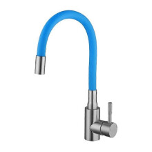 Rubinetto da cucina ULA Colorful Hose, nero cromato, miscelatore acqua calda e fredda per lavello, in acciaio inossidabile.