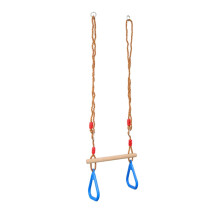 Barra de balanço infantil com argolas de ginástica e arco de madeira, azul
