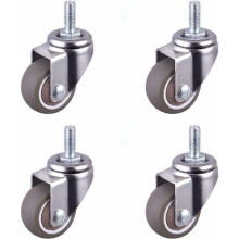 Kraftige drejelige gummihjul 25 mm M6 x 15 mm stamme 4 stk.