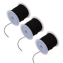 Black waxed cotton necklace cord 1mm 3-pack
