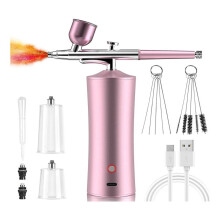 Airbrush-sæt, ledningsfri, genopladelig, 30PSI, lyserød