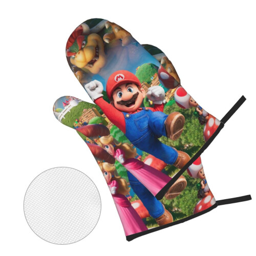Super Mario Bros. oven mitts and pot holders 4-piece set 1
