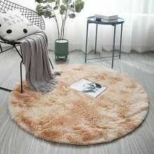 Patgoal Round Fluffy Kids Rug Pink Rainbow Gray Khaki