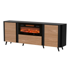 Cama Volare chest of drawers 200 x 39 x 75 cm black/walnut + fireplace