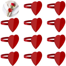 Ronds de serviette en forme de cœur POWKOL rouges, 12 pièces