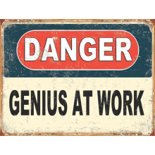 DANGER Genius at Work Retro Metal Sign 8 x 12 Inch