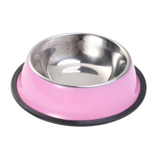 Stainless Steel Dog Bowl Pink 18 cm