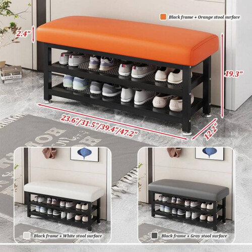 Shoe Rack Bench with Storage 39.4x12.2x19.3 in White 1