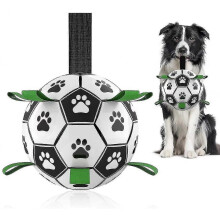 Dog Toys Soccer Ball with Grab Tabs, Interactive Dog Toys for Tug of War, Puppy Birthday Gifts, Dog Tug Toy,Dog Water Toy, Durable Dog