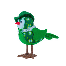 Lichtgevende vogelfiguur met groene hoed, festivalornament