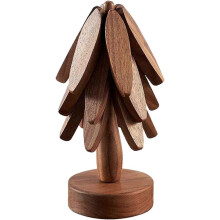 Wooden Trivet | Beech Wood Tree Shaped Trivet | Trivets For Hot Dishes | Hot Dish Trivet With Stand | Wooden Pot Holder Trivet