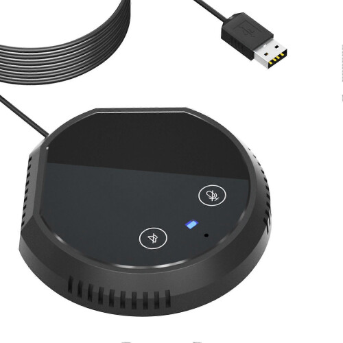 Desktop USB Conference Speakerphone Microphone 360 Omnidirectional Condenser Plug & Play PC Computer Mic Support BT Speaker Touch-Senso
