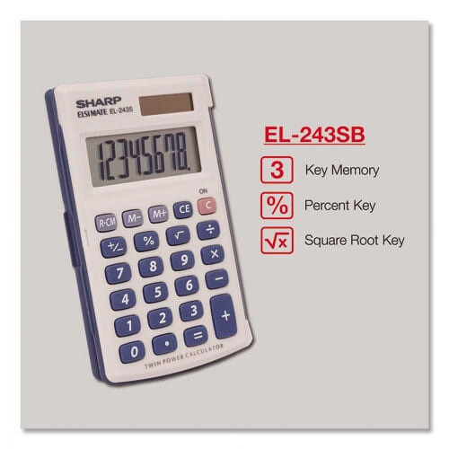 Solar Pocket Calculator 8-Digit LCD 2-Pack 1