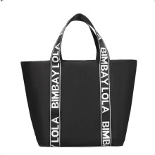 Ladies Large Tote Bag - Black Black Belt With White Lettering-Excellence 25-26s