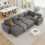 LUCKHAO corduroy modular sectional sleeper sofa 7-seat 3