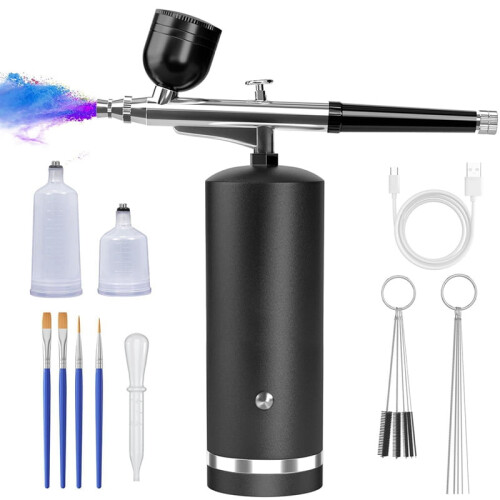 Airbrush Kit with Compressor Black 48 PSI Cordless