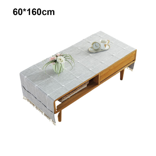Cotton Linen Tablecloth Rectangular 60x160cm Gray 2