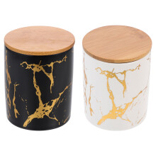 Ceramic Tea Canister with Lid Marble Pattern 2 Sets