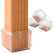 Set Of 24 Chair Leg Floor Protectors With Felt Pads Caps Furniture Chair Pads, Square Tips