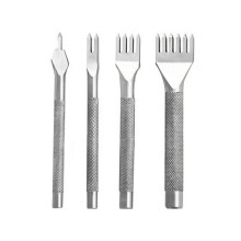 Witte antislip diamantgeslepen leerpons 5 mm 4 stuks