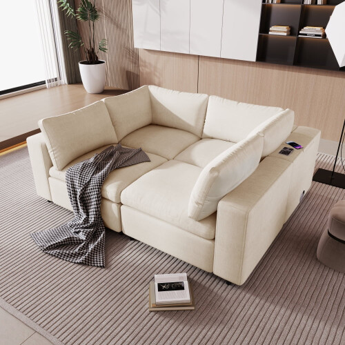 LUCKHAO modular sofa set U/L-style 4-seater with storage 1