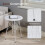 Outdoor Metal Side Table Round Weatherproof White 5