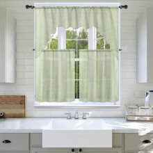 Organza sheer curtains sage green rod pocket 27x36 inches 2