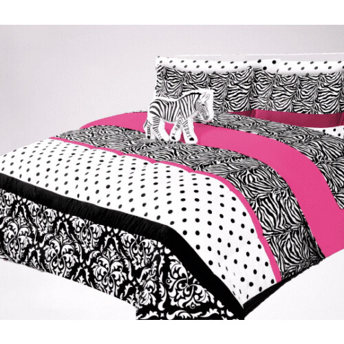 Zebra Pink Twin Bed in a Bag Set 6-Piece