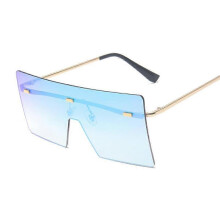 Vintage Square Sunglasses Woman Siamese Oversized Sun Glasses For Woman Luxury Brand Rimless Ocean Lens Big Shades Oculos De Sol
