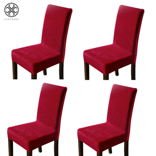 Capas de veludo elástico Luxtrada para cadeiras de jantar (pacote com 4)