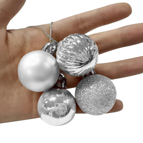 Shatterproof Christmas tree ornaments silver balls set 12 2