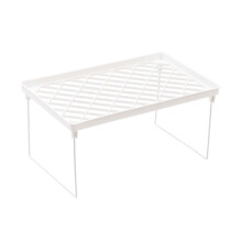 White wire stacking shelf foldable space-saving 3-tier