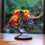 Stained Glass Bird Statue Metal Double-Sided 1 pc 1