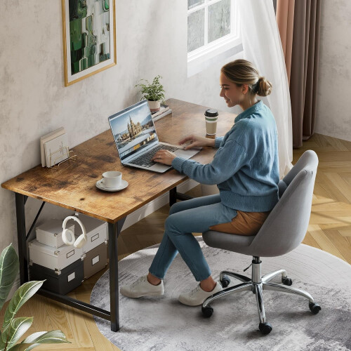 Wood Computer Desk 40 Inch Modern Simple Rustic Brown 1