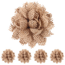 Jute marguerit blomsterdekoration brun 5 stk