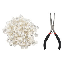 Ensemble d'outils pour bijoux en perles : Embouts de perles en forme de fleur argentés 6 mm +