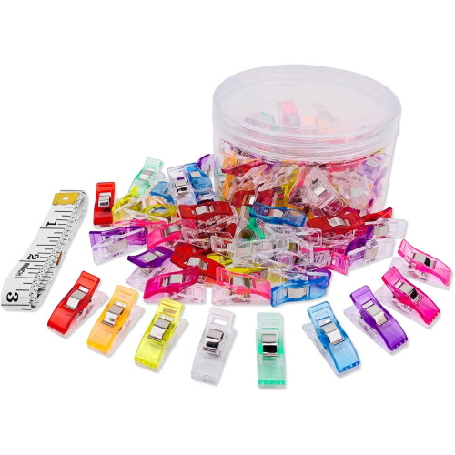 Plastic Sewing Clips Multipurpose 100 Pack with Tin Box