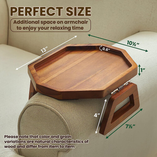 Wood Sofa Armrest Tray Octagonal 1 Piece 1
