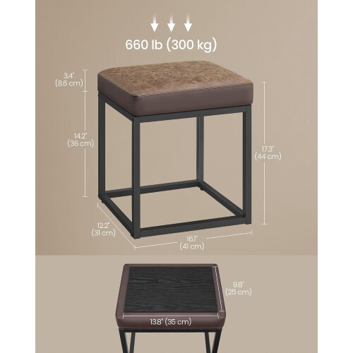 Footstool Rectangle Reversible Top Walnut Brown ULOM079K01 1