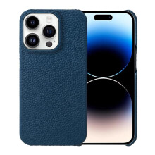 Tenký nárazuvzdorný kryt z pravej kože pre iPhone 16, čierny