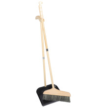 Solid Wood Bristle Broom and Dustpan Set 2-Piece