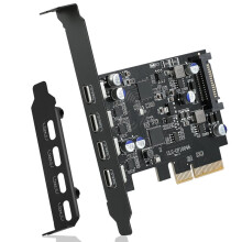 PCIe X4 to 4-Port USB-C Expansion Card 10Gbps USB 3.2 Gen2 Adapter for Desktop PC