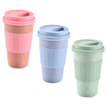 Vaso reutilizable de paja de trigo con tapa (3 unidades)