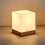 WOVTE Cube Glass Table Lamp Oak White E27 Dimmable LED 2