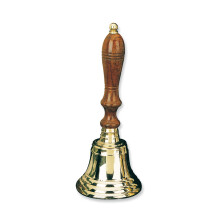Handklocka Lackerad Mässing Trähandtag 10 cm