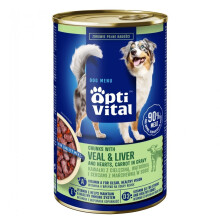 OPTIVITAL Chunks with veal hearts liver and carrots - wet dog food - 1250g