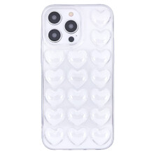 Dámsky číry 3D gélový kryt so srdcom pre iPhone 16Pro, 6,3 palca