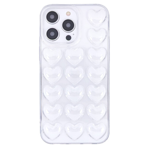 Γυναικεία θήκη iPhone16Pro διάφανη 3D κάλυμμα gel καρδιάς 6,3 ιντσών