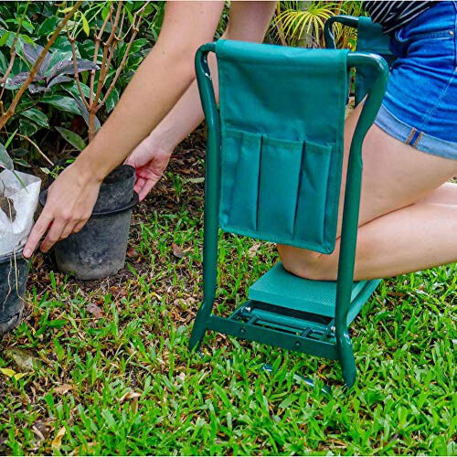 Garden kneeling stool with large tool pocket 2