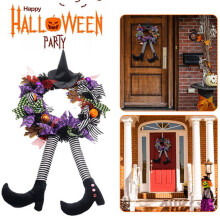 Halloween wreath skull haunted house front door decoration